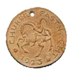 1923 - Churer Narr auf Bündner Wappentier - die erste überhaupt 